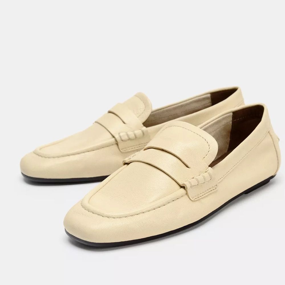 Zara Leather Penny Loafers